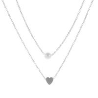 1 Piece Fashion Heart Shape Alloy Inlay Pearl Gold Plated Silver Plated Valentine's Day Women's Layered Necklaces main image 5
