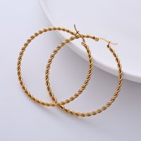 1 Pair Exaggerated Spiral Stripe Twist Stainless Steel 18k Gold Plated Hoop Earrings main image 2