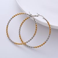 1 Pair Exaggerated Spiral Stripe Twist Stainless Steel 18k Gold Plated Hoop Earrings main image 4