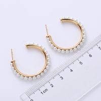 1 Pair Fashion Round Stainless Steel Inlay Pearl Earrings main image 4