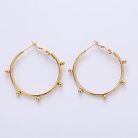 1 Pair Fashion Round Stainless Steel Inlay Pearl Earrings sku image 4