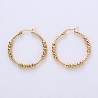 1 Pair Fashion Round Stainless Steel Inlay Pearl Earrings sku image 5