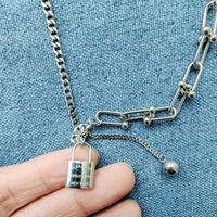 1 Piece Fashion Lock Stainless Steel Plating Titanium Steel Pendant Necklace main image 1