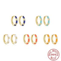 1 Pair Fashion Color Block Sterling Silver Enamel Plating Inlay Zircon Hoop Earrings main image 1