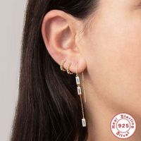 1 Pair Fashion Geometric Sterling Silver Plating Zircon Drop Earrings main image 3