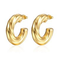 1 Paar Mode Einfarbig Überzug Rostfreier Stahl Vergoldet Ohrringe sku image 53
