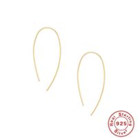 1 Pair Simple Style C Shape Plating Inlay Sterling Silver Zircon Earrings sku image 2