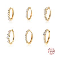 1 Piece Fashion Circle Sterling Silver Plating Inlay Zircon Hoop Earrings main image 2