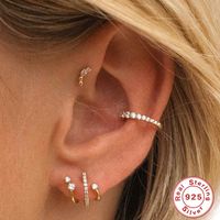 1 Piece Fashion Circle Sterling Silver Plating Inlay Zircon Hoop Earrings main image 3