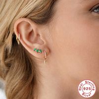 1 Pair Simple Style Geometric Sterling Silver Plating Zircon Ear Studs main image 5