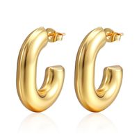 1 Paar Mode Einfarbig Überzug Rostfreier Stahl Vergoldet Ohrringe sku image 46