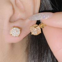 1 Pair Lady Heart Shape Copper Inlay Zircon Ear Studs main image 2