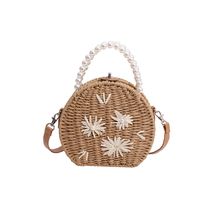 Women's Small Summer Straw Flower Streetwear Pearls Lock Clasp Handbag main image 3