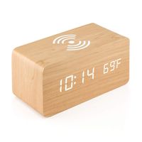 Fashion Solid Color Wood Alarm Clock sku image 6