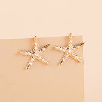 1 Pair Simple Style Starfish Alloy Inlay Pearl Women's Earrings sku image 1