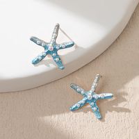 1 Pair Simple Style Starfish Alloy Inlay Pearl Women's Earrings main image 3