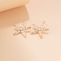 1 Pair Simple Style Starfish Alloy Inlay Pearl Women's Earrings main image 5