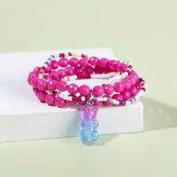 1 Jeu Mignon Ours Fleur Papillon Alliage Plastique Verre Perlé Filles Bracelets sku image 1