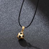 Stainless Steel Retro Inlay Football Crystal Pendant Necklace main image 1