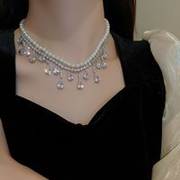 1 Piece Baroque Style Water Droplets Rhinestone Pearl Inlay Zircon Women's Layered Necklaces main image 1