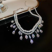 1 Piece Baroque Style Water Droplets Rhinestone Pearl Inlay Zircon Women's Layered Necklaces main image 5