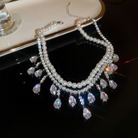 1 Piece Baroque Style Water Droplets Rhinestone Pearl Inlay Zircon Women's Layered Necklaces sku image 1