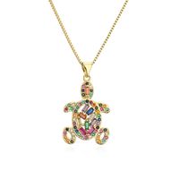 1 Piece Fashion Tortoise Umbrella Copper Plating Hollow Out Inlay Zircon Pendant Necklace sku image 2