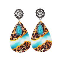 1 Pair Fashion Color Block Water Droplets Pu Leather Alloy Patchwork Turquoise Women's Chandelier Earrings sku image 7