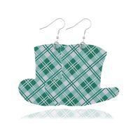 1 Paar Mode Kleeblatt Hut Plaid Pu-leder St Patrick Frau Ohrringe sku image 3