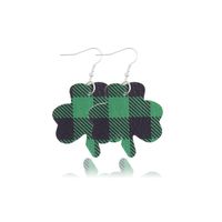 1 Pair Fashion Shamrock Hat Plaid Pu Leather St. Patrick Women's Earrings sku image 6