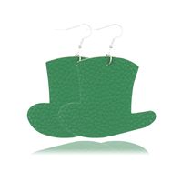 1 Pair Fashion Shamrock Hat Plaid Pu Leather St. Patrick Women's Earrings sku image 2