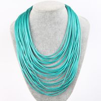 Mode Couleur Unie Corde En Cuir De Gros Collier main image 6