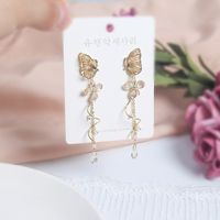 1 Pair Fashion Flower Alloy Plating Artificial Pearls Rhinestones Women's Drop Earrings main image 4