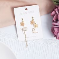 1 Pair Fashion Flower Alloy Plating Artificial Pearls Rhinestones Women's Drop Earrings sku image 3