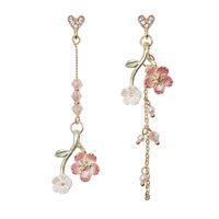 1 Paire Mode Fleur Alliage Placage Perles Artificielles Strass Femmes Boucles D'oreilles main image 3