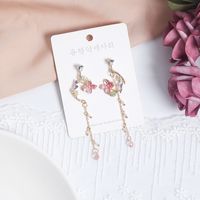 1 Paire Mode Fleur Alliage Placage Perles Artificielles Strass Femmes Boucles D'oreilles sku image 2