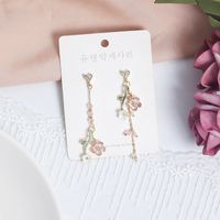 1 Pair Fashion Flower Alloy Plating Artificial Pearls Rhinestones Women's Drop Earrings sku image 1
