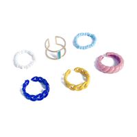 1 Set Fashion Solid Color Alloy Beaded Lacquer Painting Plating Women's Rings main image 2