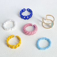 1 Set Fashion Solid Color Alloy Beaded Lacquer Painting Plating Women's Rings main image 1