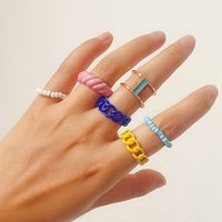 1 Set Fashion Solid Color Alloy Beaded Lacquer Painting Plating Women's Rings main image 4