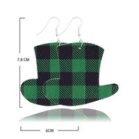 1 Pair Fashion Shamrock Hat Plaid Pu Leather St. Patrick Women's Earrings main image 2