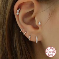 1 Piece Fashion Star Moon Lightning Sterling Silver Inlay Zircon Ear Studs main image 3