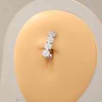 1 Piece Fashion Heart Shape Flower Stainless Steel Plating Inlay Zircon Belly Ring main image 1