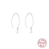 1 Pair Fashion Water Droplets Silver Plating Inlay Pearl Drop Earrings sku image 2