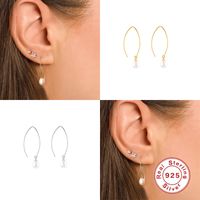 1 Pair Fashion Water Droplets Silver Plating Inlay Pearl Drop Earrings main image 3