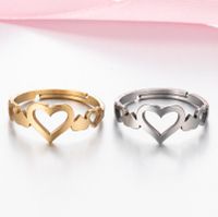 1 Piece Fashion Heart Shape Stainless Steel Plating Open Ring main image 4