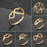 1 Piece Fashion Heart Shape Stainless Steel Plating Open Ring main image 1