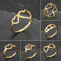 1 Piece Fashion Heart Shape Stainless Steel Plating Open Ring main image 6