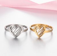 1 Piece Fashion Heart Shape Stainless Steel Plating Open Ring main image 3