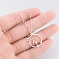 Stainless Steel Cute Plating Cat Pendant Necklace main image 3